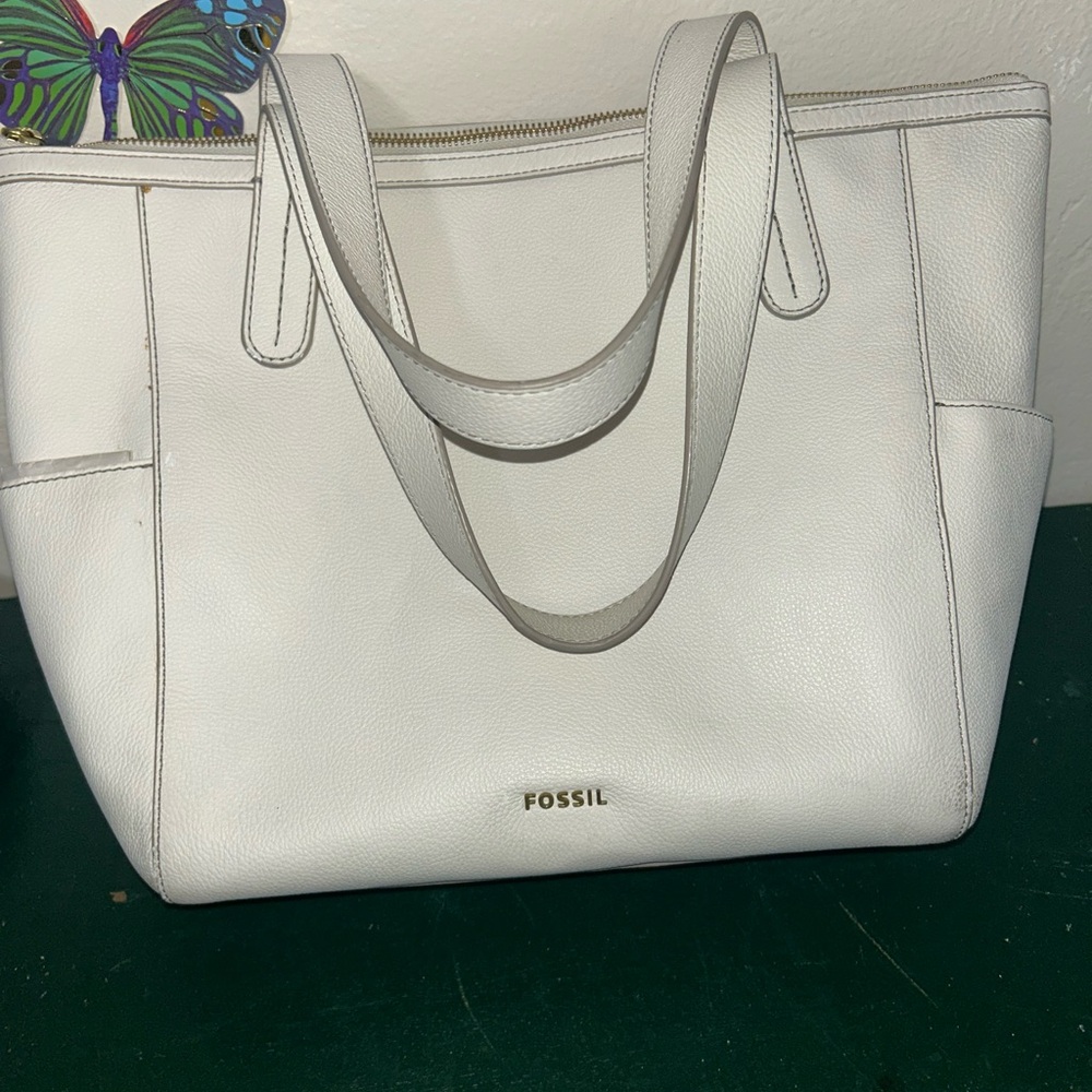 Fossil Elegant White Tote Bag